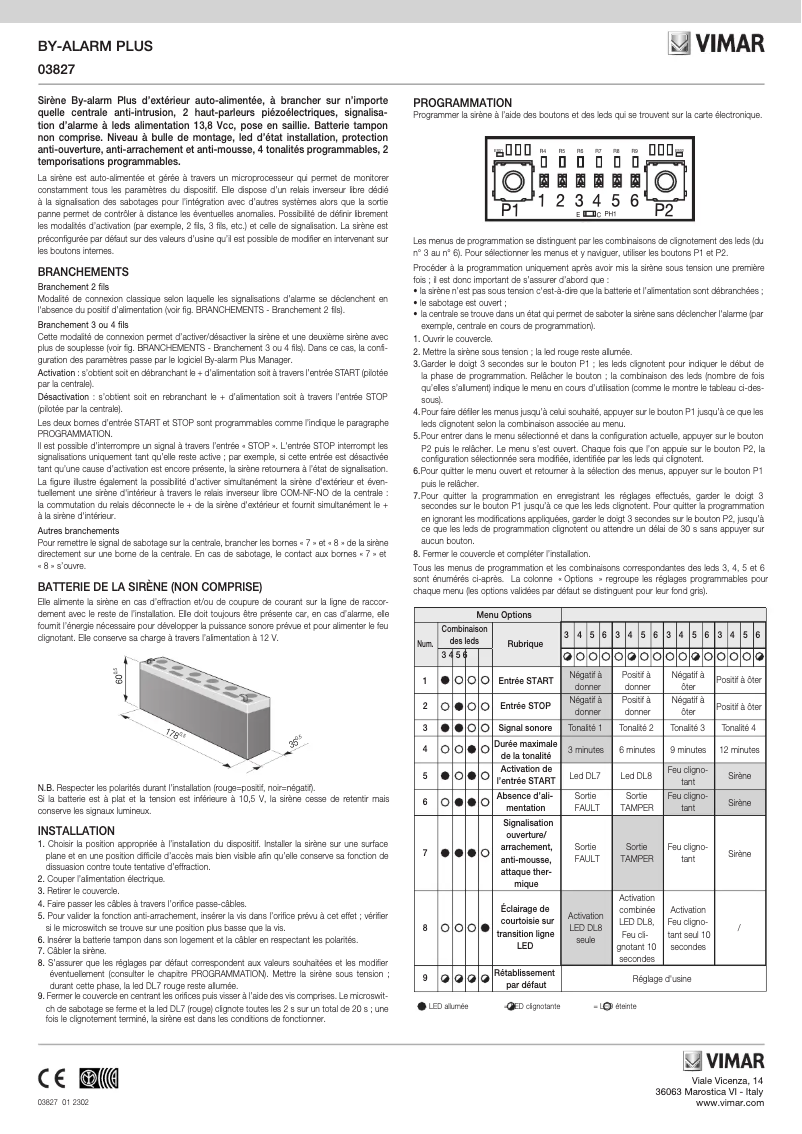 Page 1 de la notice Manuel utilisateur Vimar 03827