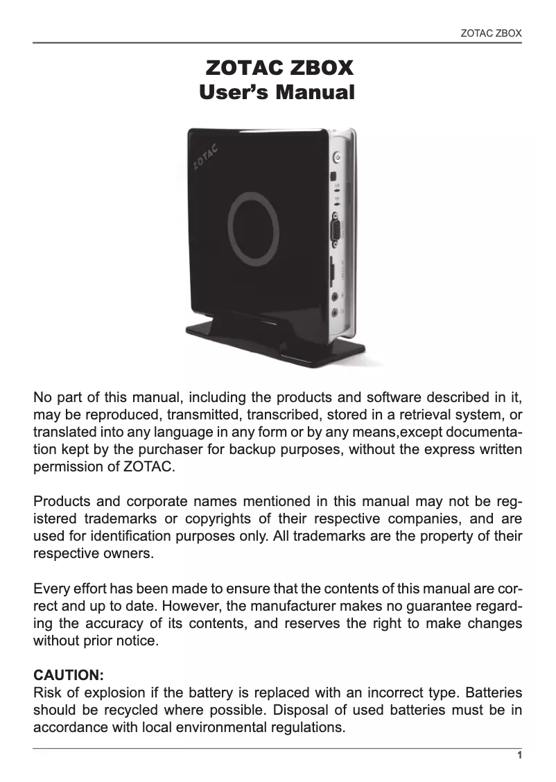 Image de la première page du manuel de l'appareil ZBOX MA760 PLUS