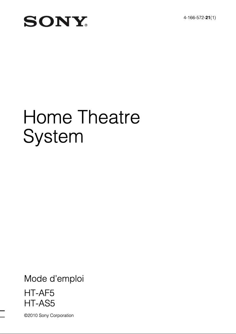 Image de la première page du manuel de l'appareil HT-AS5