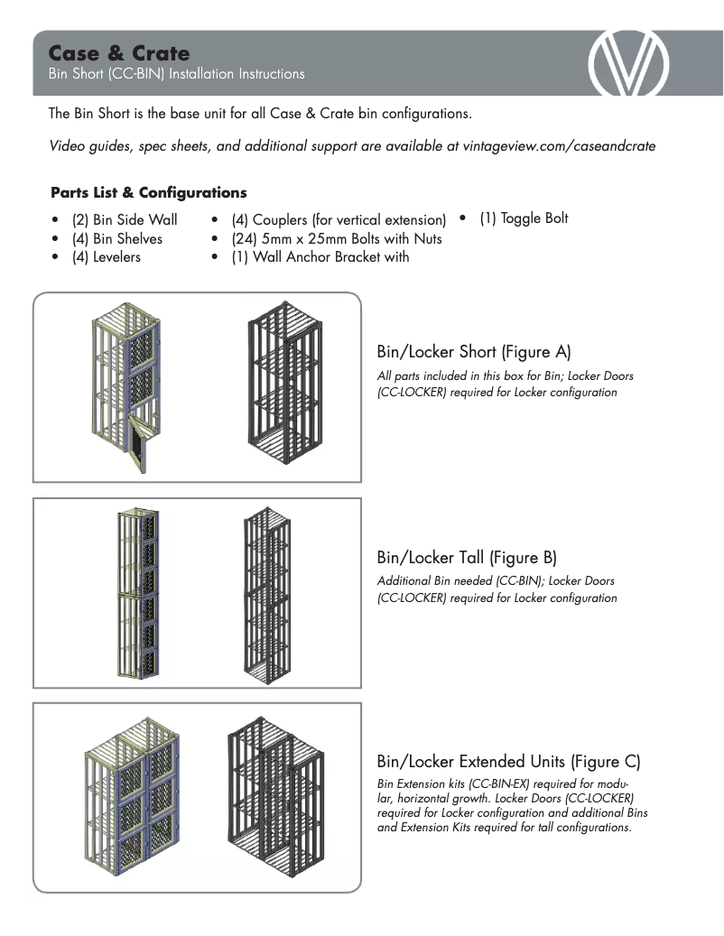 Page n°1 - Manuel utilisateur VintageView CC-BIN-S-K