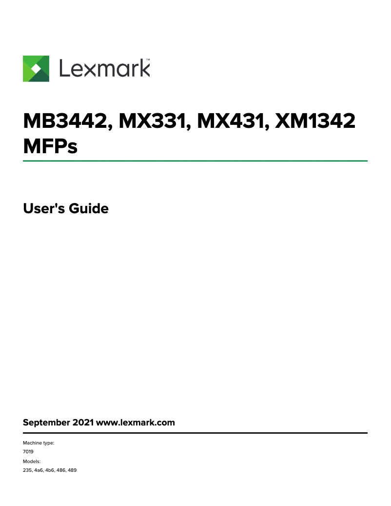 Page 1 de la notice Manuel utilisateur Lexmark XM1342