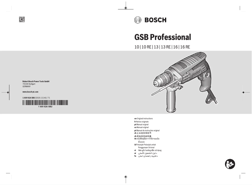 Page 1 de la notice Manuel utilisateur Bosch GSB 10 RE Professional