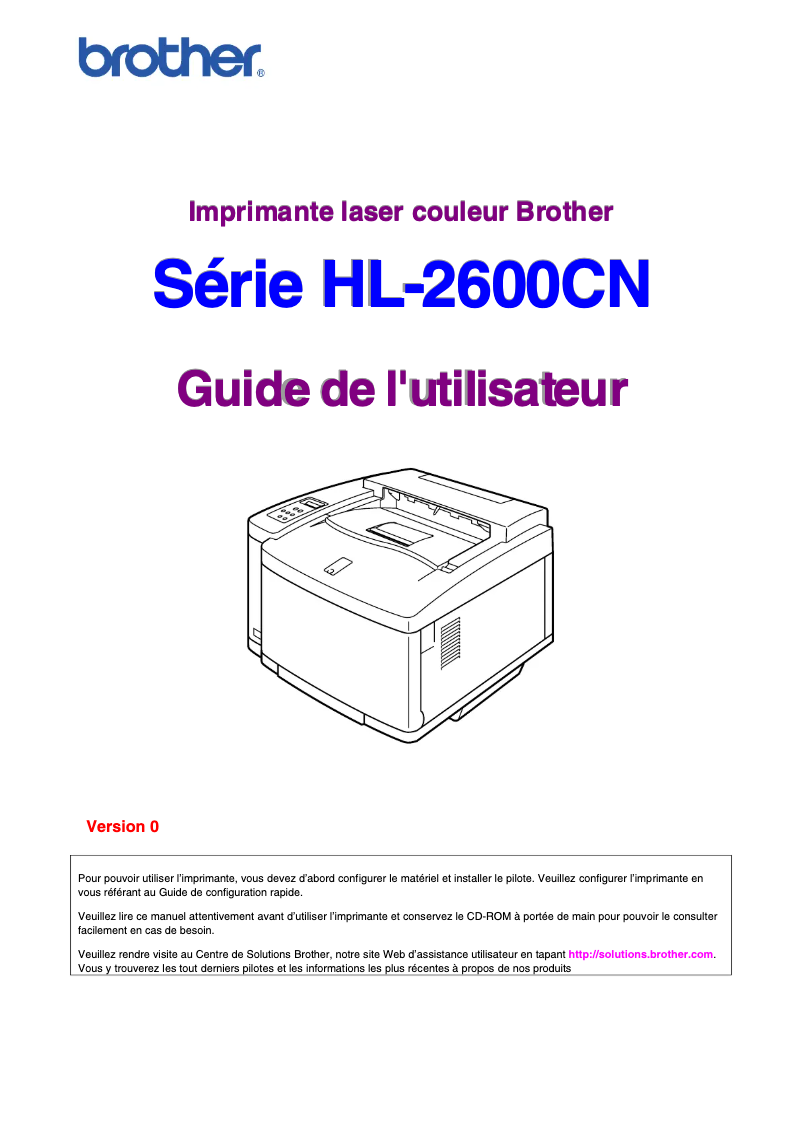 Image de la première page du manuel de l'appareil HL-2600CN