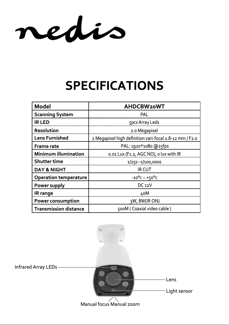 Image de la première page du manuel de l'appareil AHDCBW20WT