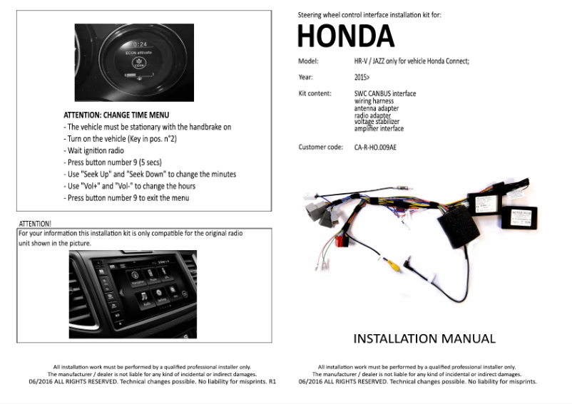 Page n°1 - Manuel utilisateur Pioneer CA-R-HO.009AE