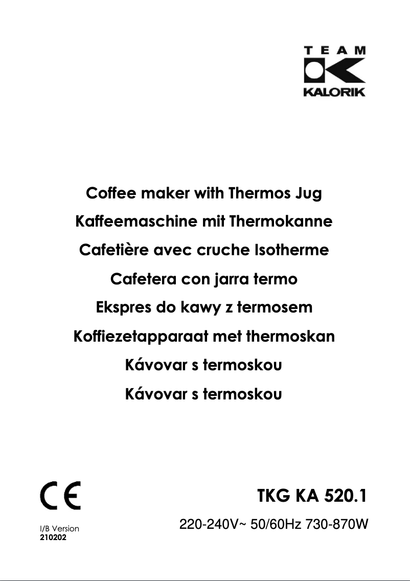 Image de la première page du manuel de l'appareil TKG KA 520.1