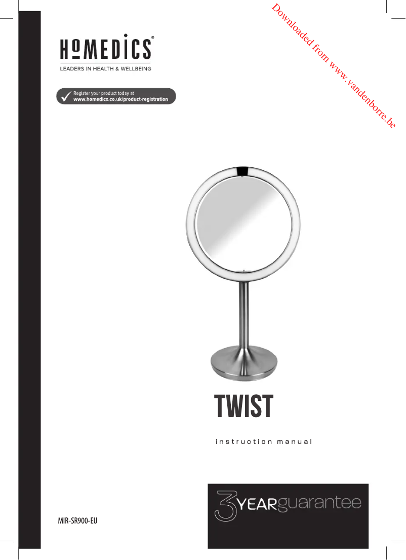 Page 1 de la notice Manuel utilisateur Homedics MIR-SR900