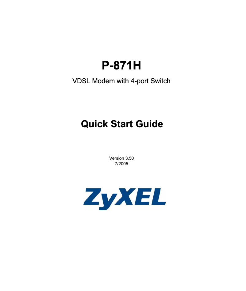 Page n°1 - Manuel utilisateur ZyXEL P-871H