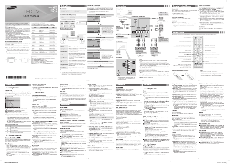 Page 1 de la notice Manuel utilisateur Samsung UN32EH4003F