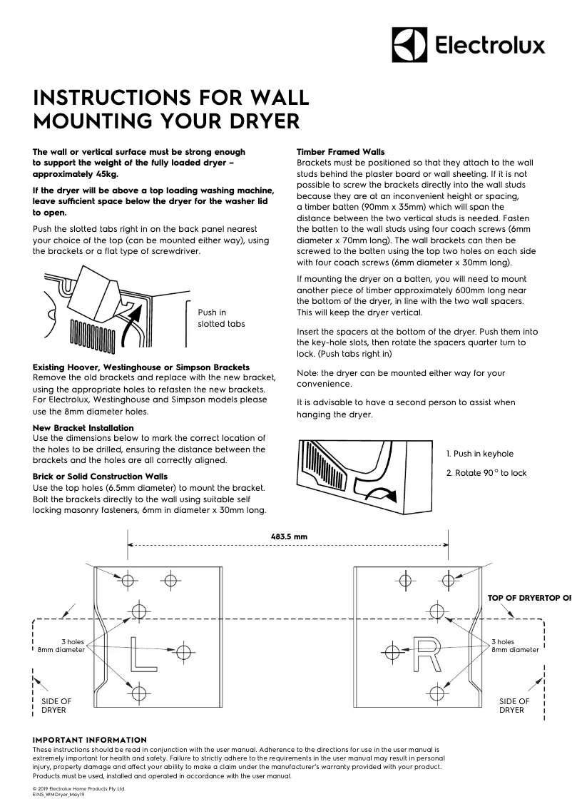 Página 1 del manual Guía de instalación Electrolux EDV605HQWA