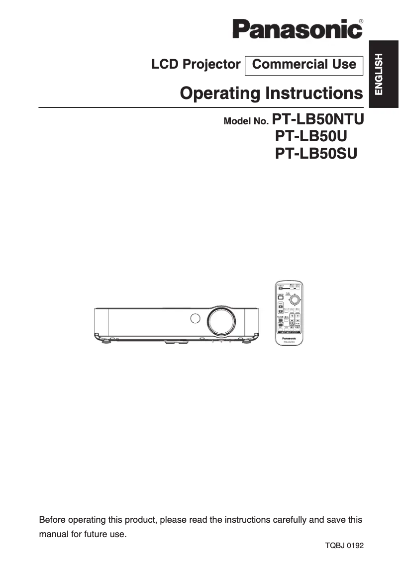 Page 1 de la notice Manuel utilisateur Panasonic PT-LB50U