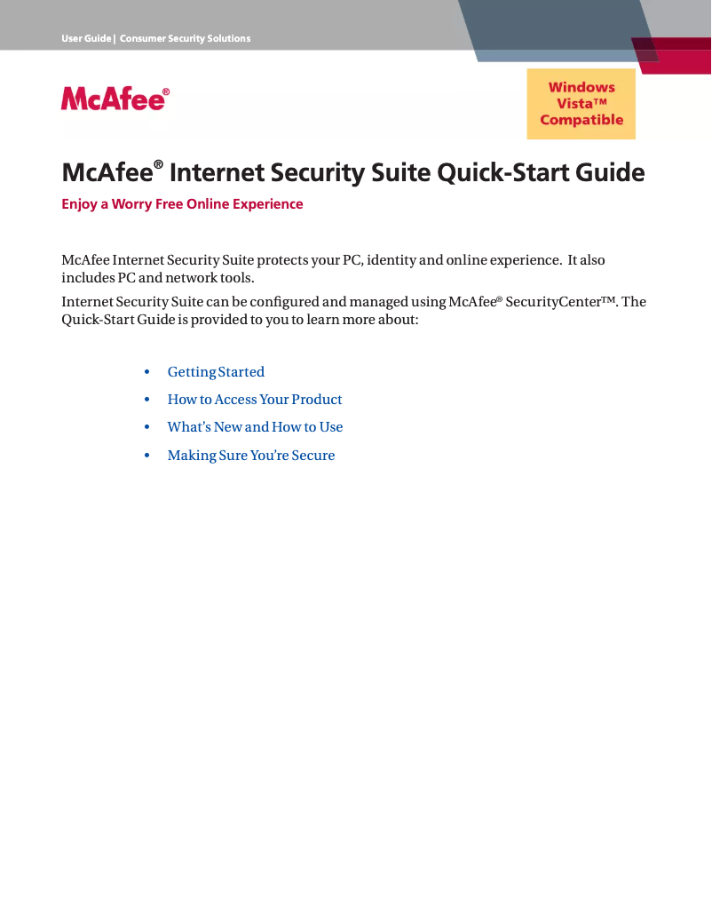 Page n°1 - Manuel utilisateur McAfee Internet Security Suite 2007