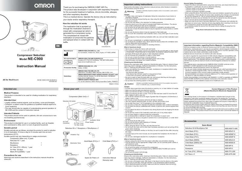 Page n°1 - Manuel utilisateur Omron CompAIR Pro NE-C900