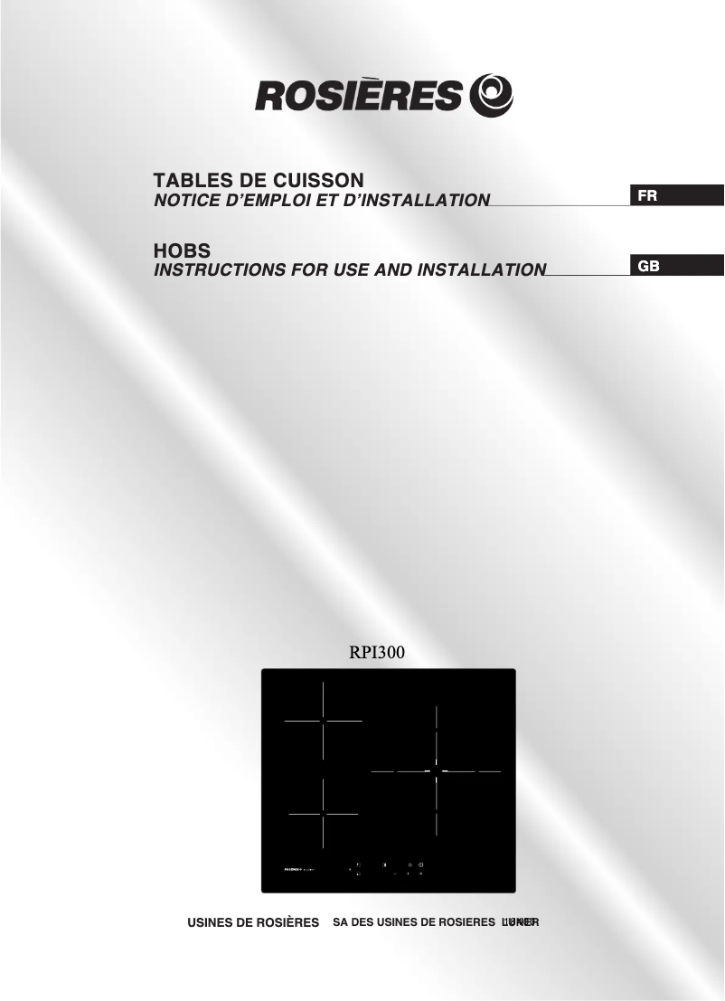 Page 1 de la notice Manuel utilisateur Rosieres RPI 300