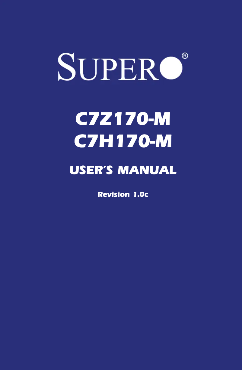 Page n°1 - Mode d'emploi Supermicro C7Z170-M