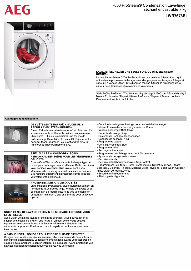 Página 1 del manual Ficha técnica AEG LWR7676BI