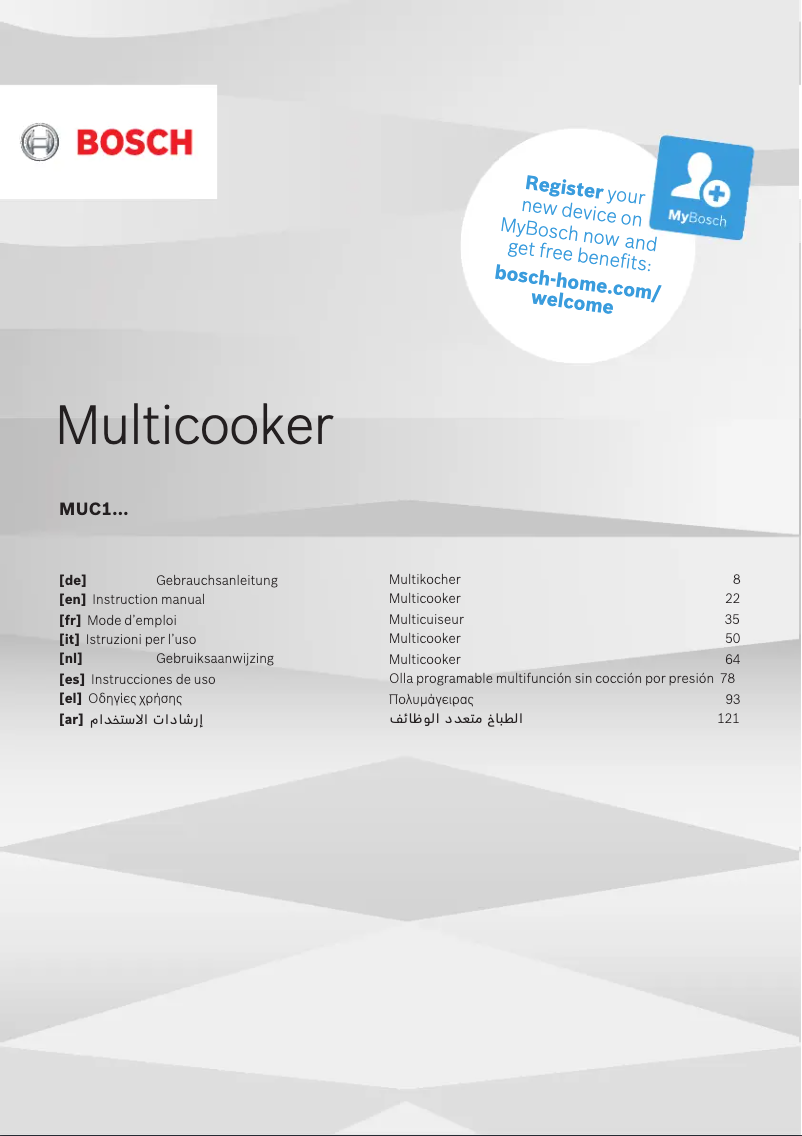 Page 1 de la notice Manuel d'utilisation et d'entretien Bosch AutoCook MUC11W12