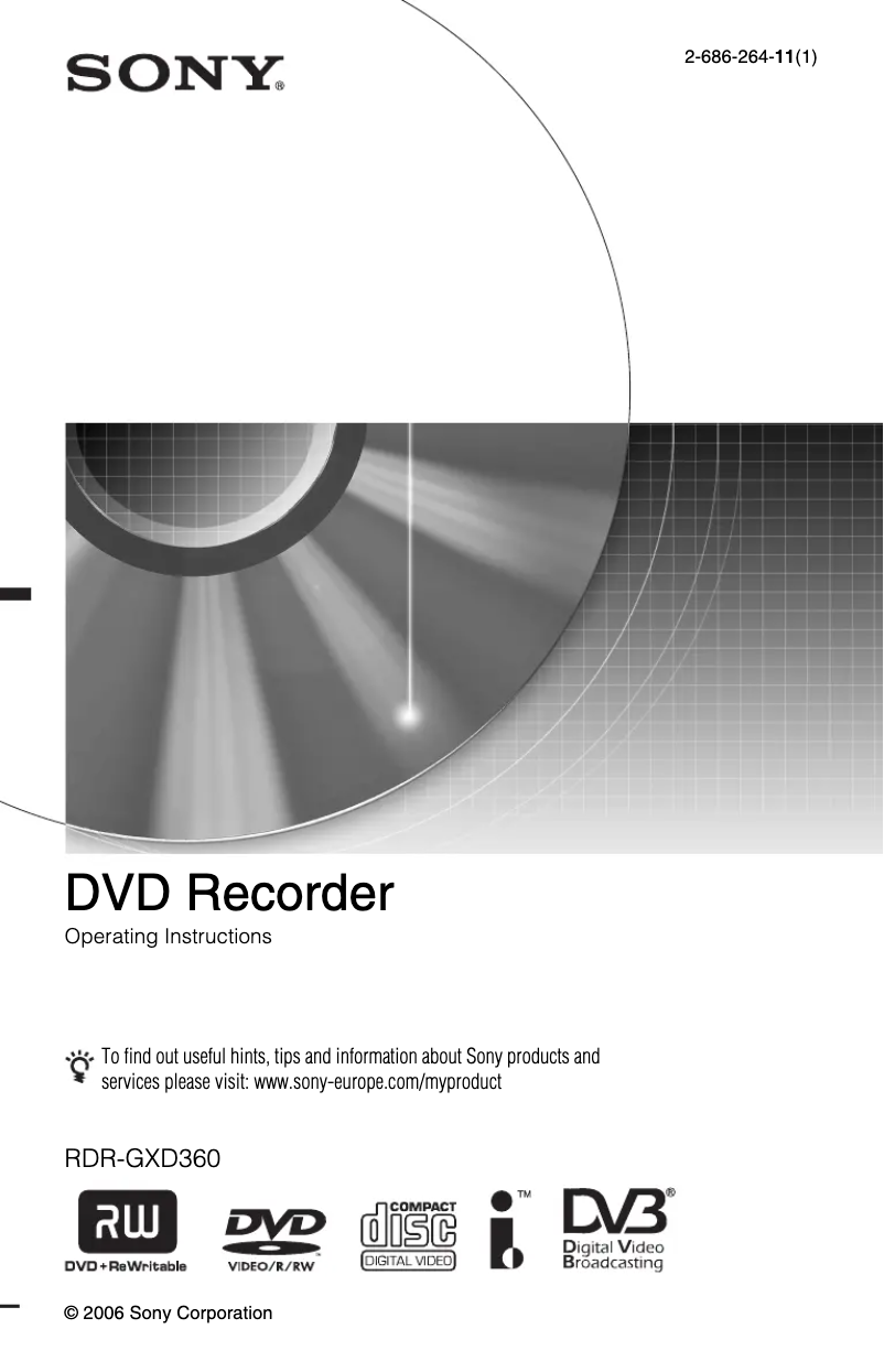 Image de la première page du manuel de l'appareil RDR-GXD360