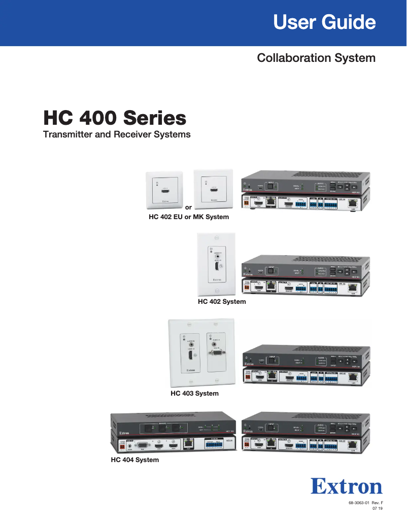 Page 1 de la notice Manuel utilisateur Extron HC 404