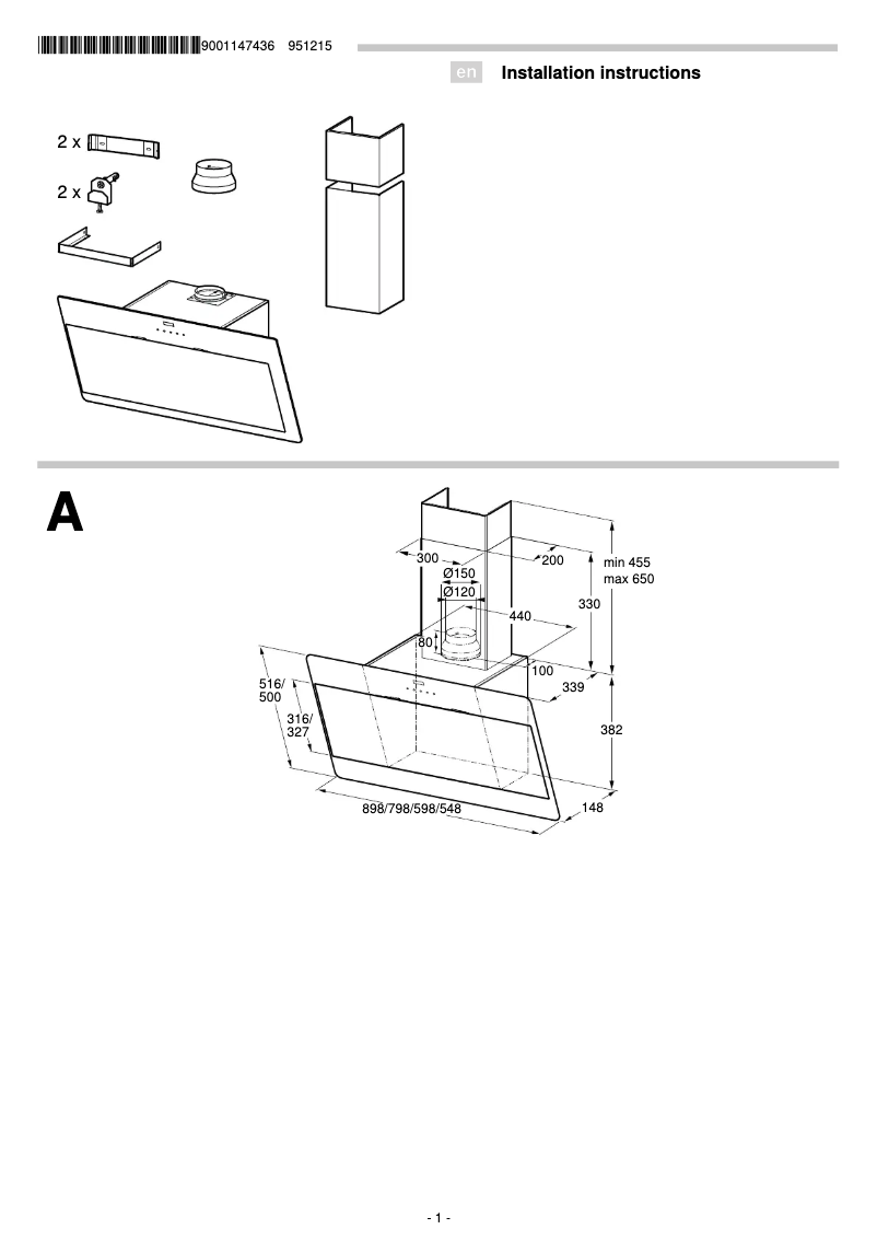 Page n°1 - Guide d'installation Bosch DWK06G620
