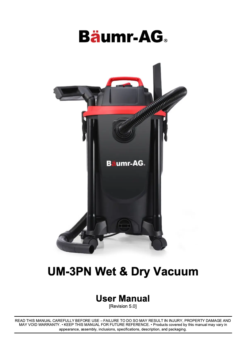 Page n°1 - Manuel utilisateur Baumr-AG UM-3PN