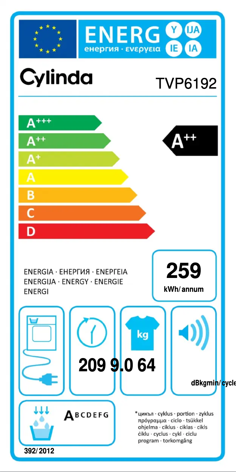 Page n°1 - Label énergétique Cylinda TVP6192