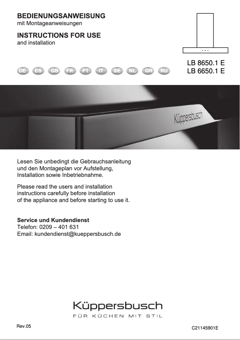 Page n°1 - Manuel utilisateur Küppersbusch LB8650.1E
