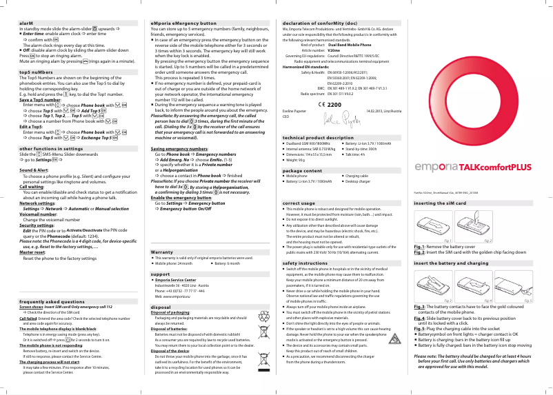 Image de la première page du manuel de l'appareil Talk Comfort Plus