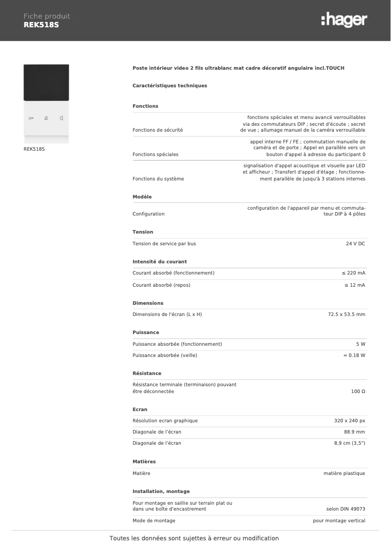 Image de la première page du manuel de l'appareil REK518S