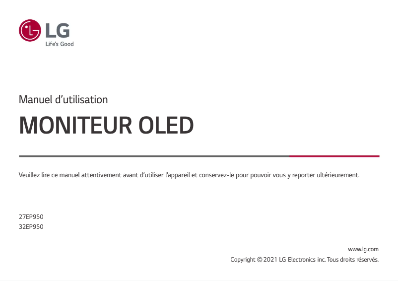 Page n°1 - Manuel utilisateur LG 27EP950