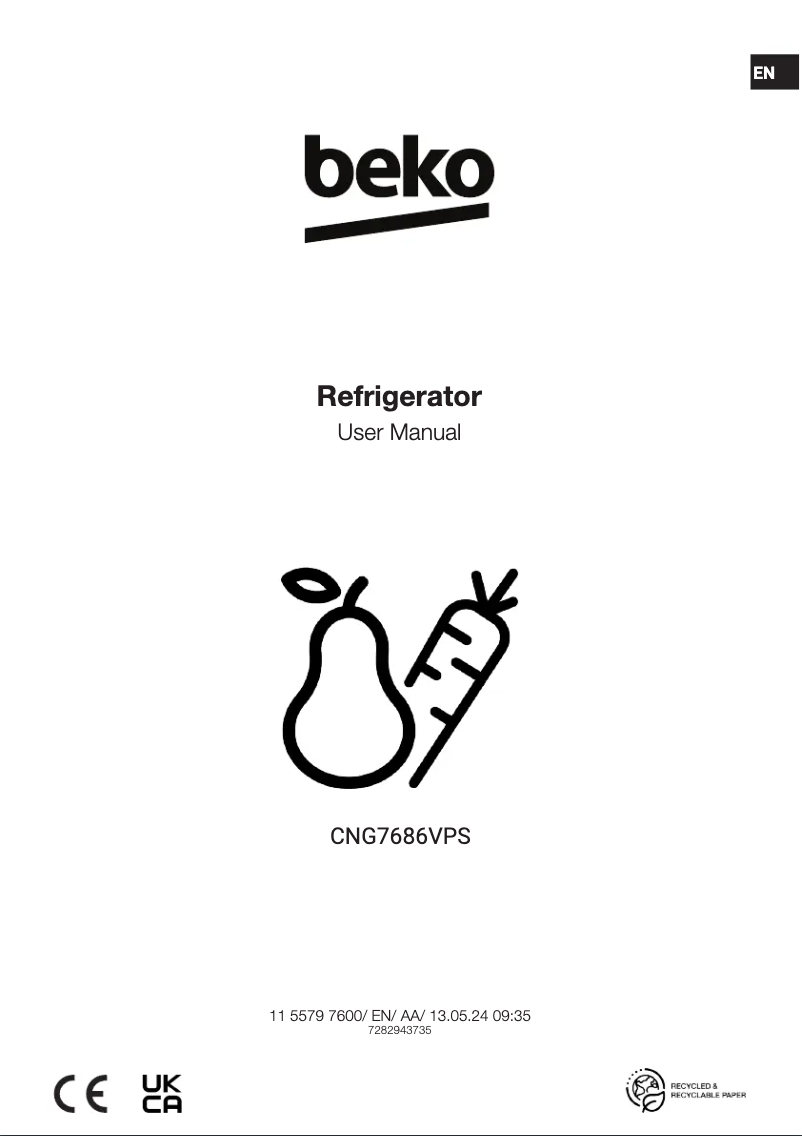 Image de la première page du manuel de l'appareil CNG7686VPS