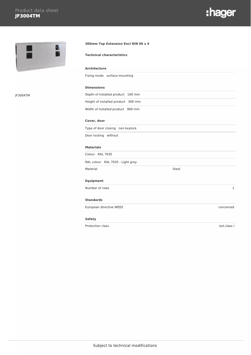 Page n°1 - Manuel utilisateur Hager JF3004TM