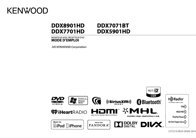 Page 1 de la notice Manuel utilisateur Kenwood DDX8901HD
