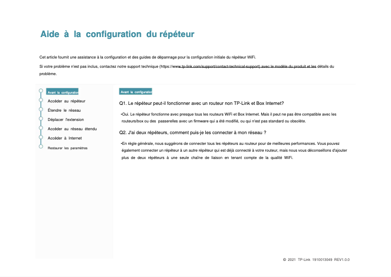 Page 1 de la notice Guide d'installation TP-Link RE365