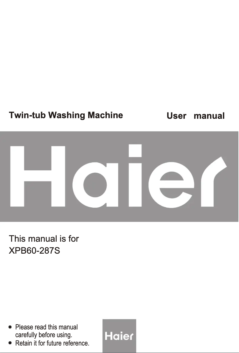 Page n°1 - Mode d'emploi Haier XPB60-287S