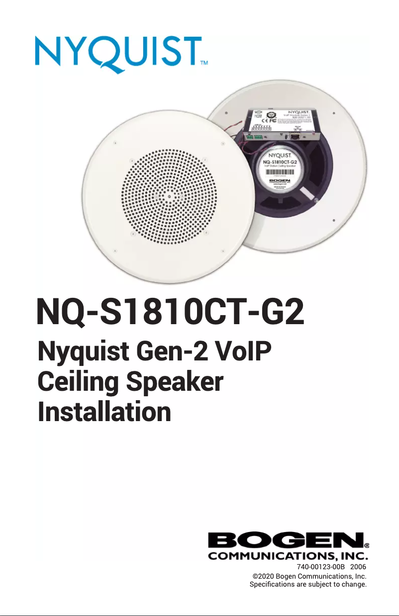 Page n°1 - Manuel utilisateur Bogen Nyquist Gen-2 VoIP NQ-S1810CT-G2