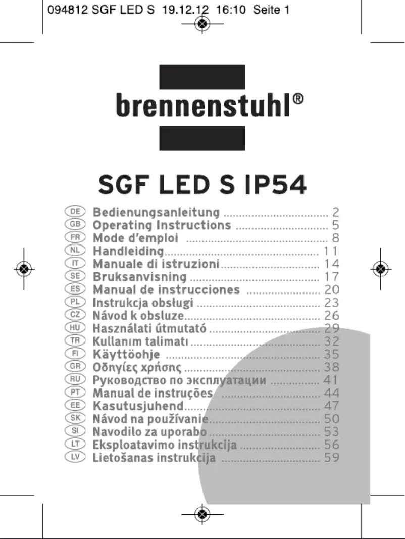 Page 1 de la notice Manuel utilisateur Brennenstuhl 1177290