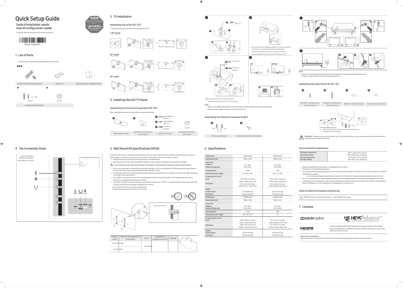 Page 1 de la notice Manuel utilisateur Samsung HG55NT678UF