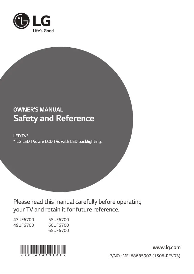 Page 1 de la notice Manuel utilisateur LG 49UF6700