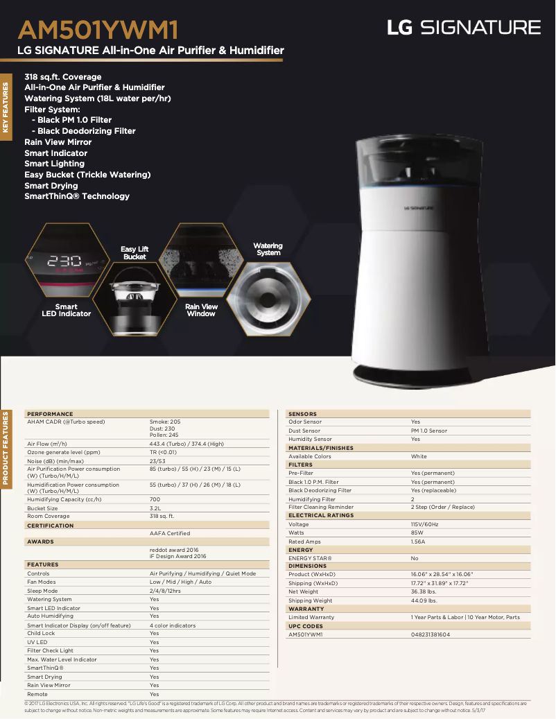 Imagen de la primera página del manual del dispositivo Signature AM501YWM1