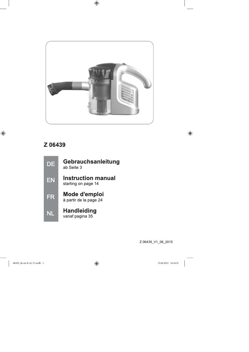 Page n°1 - Manuel utilisateur Cleanmaxx Z 06439