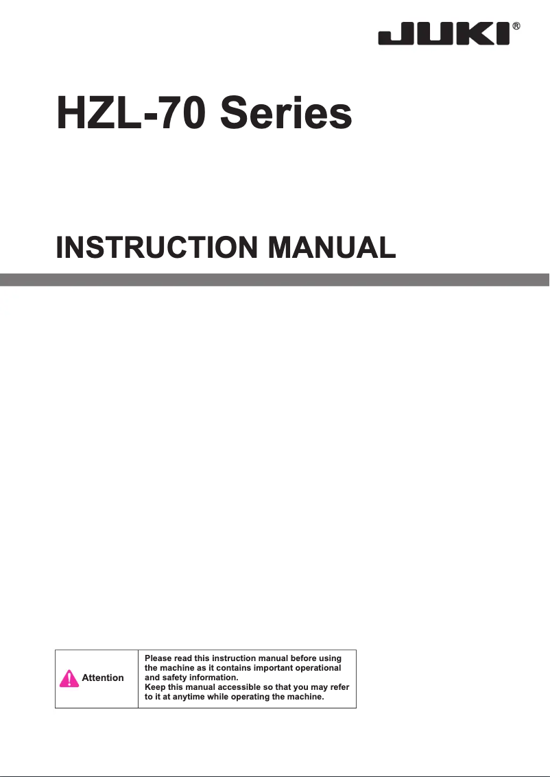 Page 1 de la notice Manuel utilisateur Juki HZL-70HW-B