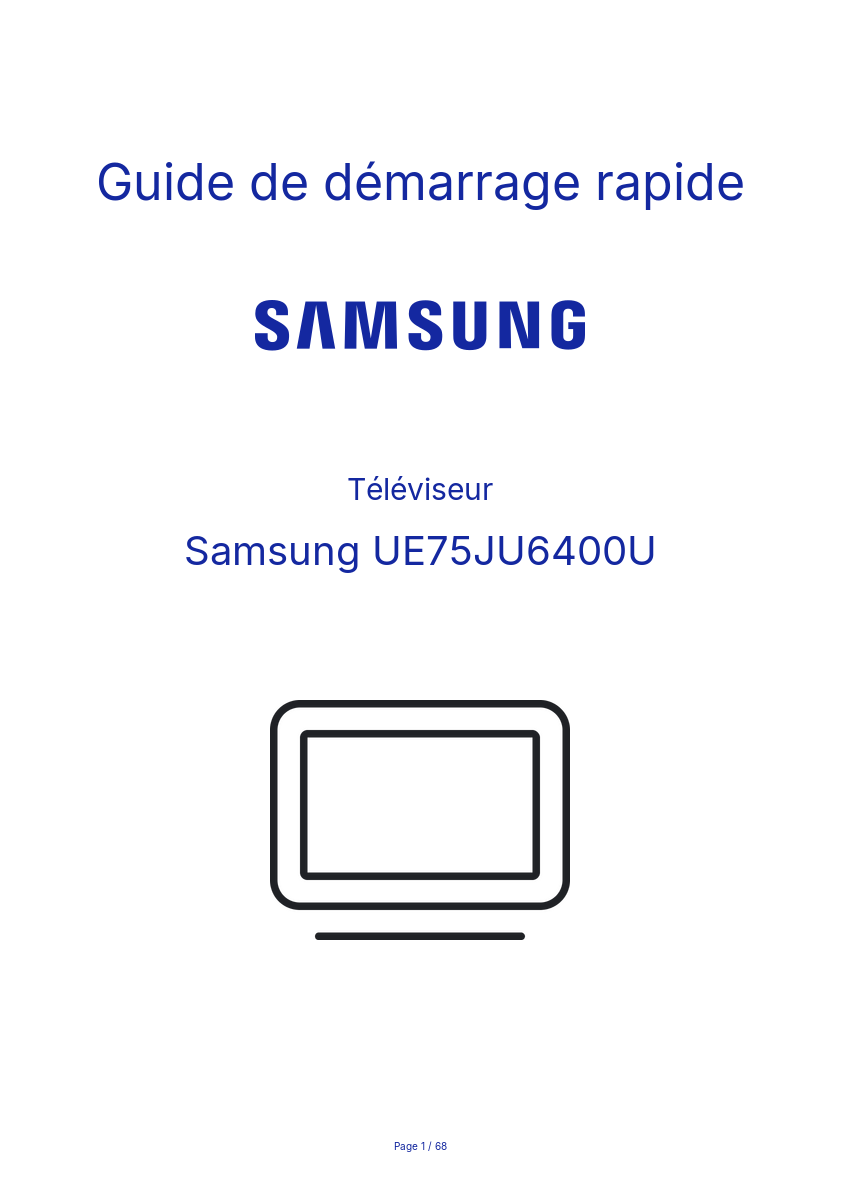 Image de la première page du manuel de l'appareil UE75JU6400U