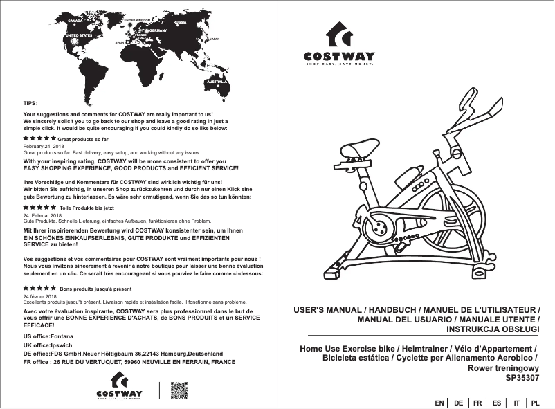 Page n°1 - Manuel utilisateur Costway SP35307