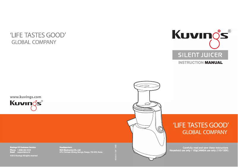 Page 1 de la notice Manuel utilisateur Kuvings NS-750