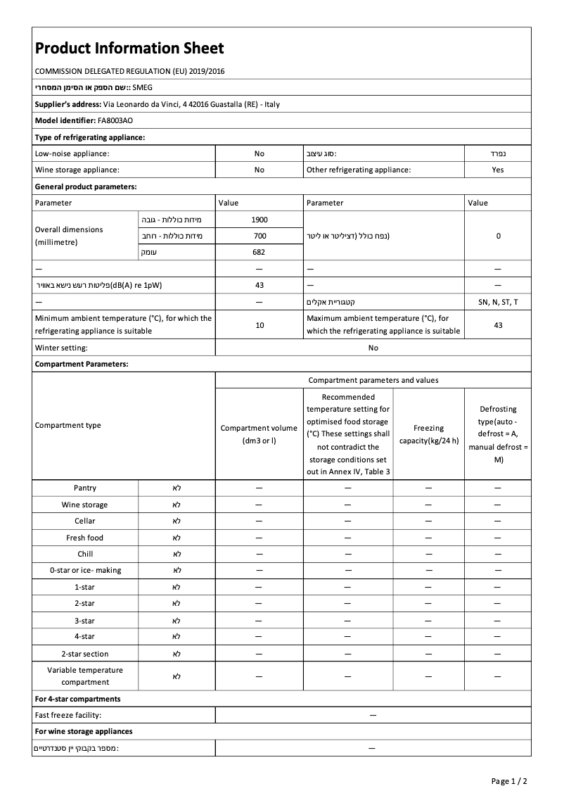 Image de la première page du manuel de l'appareil FA8003AO
