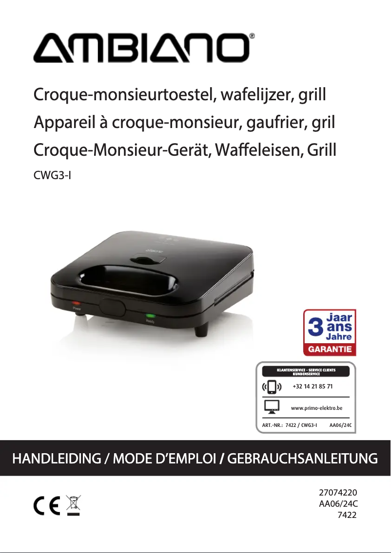 Image de la première page du manuel de l'appareil CWG3