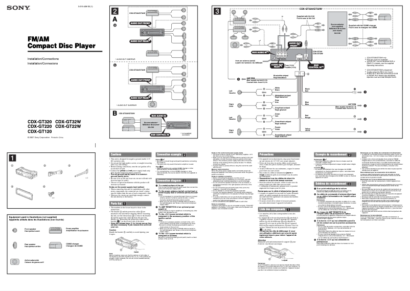 Page n°1 - Guide d'installation Sony CDX-GT320
