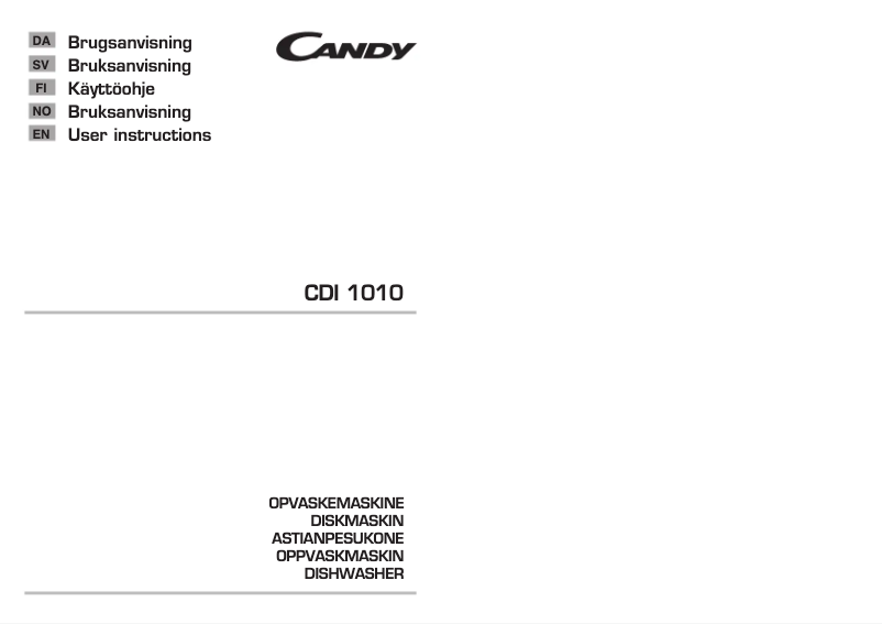 Page 1 de la notice Manuel utilisateur Candy CDI 1010/2-S
