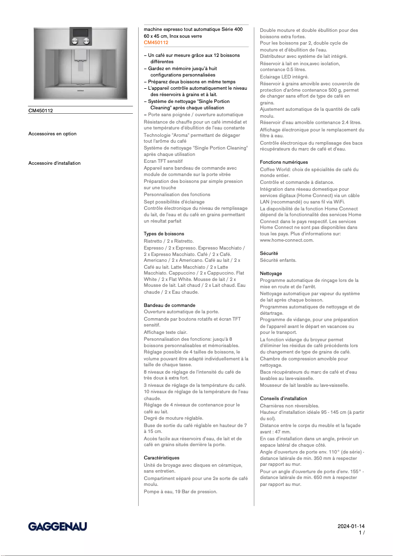 Image de la première page du manuel de l'appareil CM450112